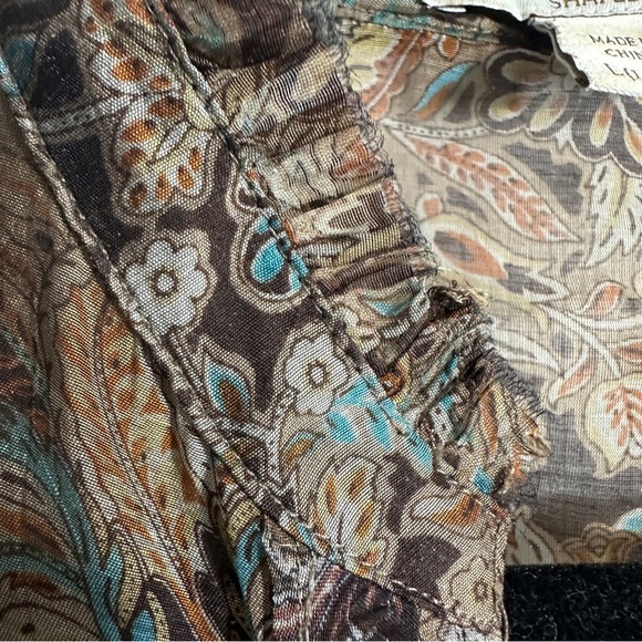 Coldwater Creek sz. L (14-16) sheer blouse, button front, brown floral, fall - Picture 11 of 12